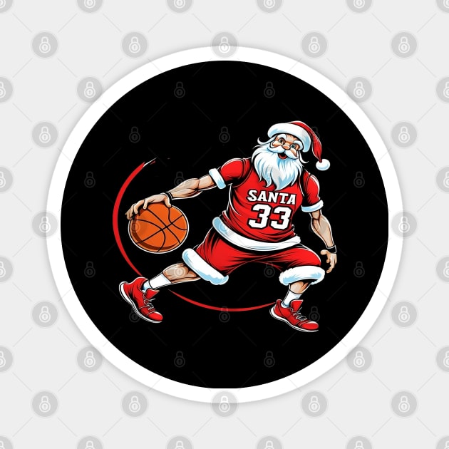 Santa Slam Dunk, Merry Christmas Gift, Basketball Gift Magnet by Customo